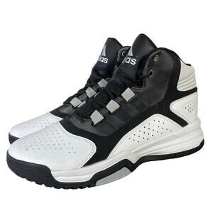 Adidas D89474 Black White High‎ Top Basketball Shoes Men's 9.5 3-Stripes Logo